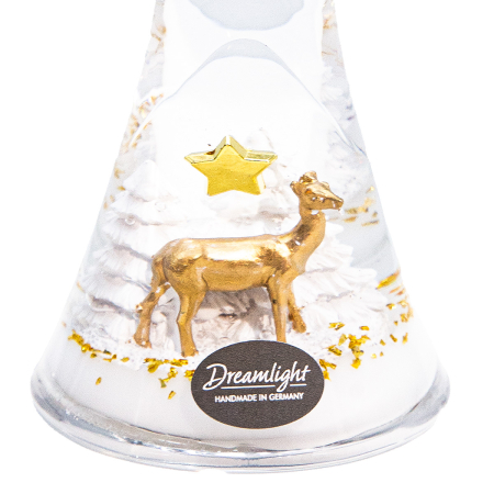 Dreamlight, Sfesnic, Merlin Smart, „Renul tarii Minunilor”, Motiv cu ren, Sticla, alb, auriu, PU 6, L. 6,8 cm, L. 6,8 cm, H 14 cm [1]