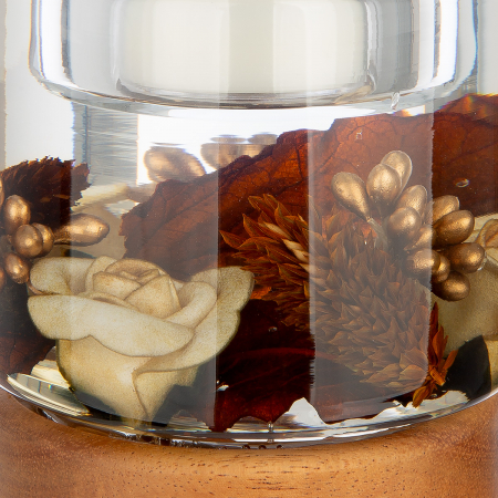 Dreamlight, Suport lumanare, Colum Classic pe bază de lemn, Elegance, Sticlă, Lemn, maro, PU 4, H. 9 cm, D. 8,5 cm [1]