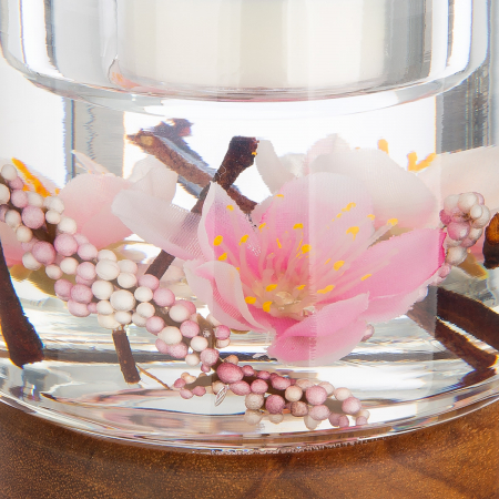 Dreamlight, Suport lumanare, Colum Classic pe bază de lemn, Hanamy, Sticlă, Lemn, maro, trandafir, PU 4, H. 9 cm, D. 8,5 cm [1]