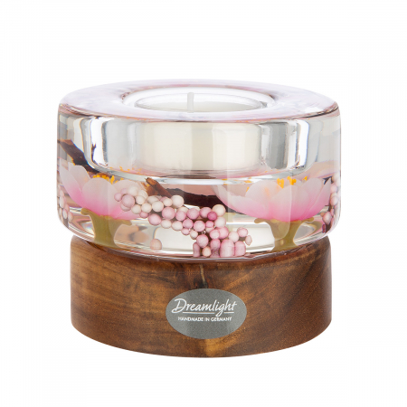 Suporturi lumanari - Dreamlight, Suport lumanare, Colum Smart pe bază de lemn, Hanamy, Sticlă, Lemn, maro, trandafir, PU 4, H. 6,5 cm, D. 8,5 cm