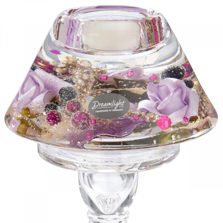Dreamlight, Suport lumanare, Lampă Memphis, Claire, trandafir, Sticlă, violet, PU 2, H. 20 cm, D. 12 cm [1]