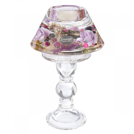 DECORATIUNI - Dreamlight, Suport lumanare, Lampă Memphis, Claire, trandafir, Sticlă, violet, PU 2, H. 20 cm, D. 12 cm