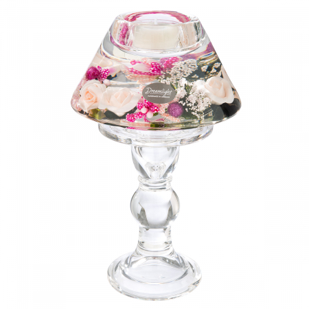 DECORATIUNI - Dreamlight, Suport lumanare, Lampa Memphis, Little Rose, trandafir, Sticla, trandafir, PU 2, H. 20 cm, D. 12 cm