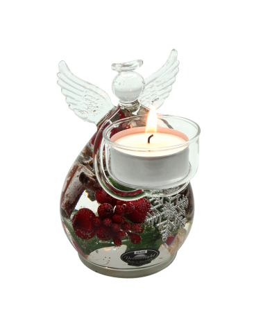 Dreamlight, Suport lumanare tip tealight, Angel Petit Medium, „Noel”, Sticla, transparent, rosu, PU 4, H 12 cm, A. 8 cm [1]