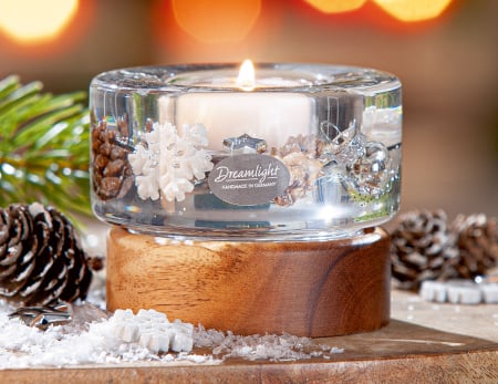 DECORATIUNI - Dreamlight, Suport lumanare tip tealight, Colum Smart pe baza de lemn, „Poveste de iarna”, Lemn, maro, PU 4, H 6,5 cm, A. 8,5 cm