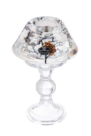 Dreamlight, Suport lumanare tip tealight, Lampa Memphis, „Poveste de iarna”, Sticla, alb, PU 2, H 20 cm, A. 12 cm [1]