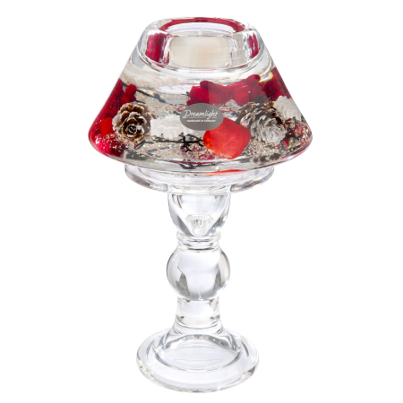Dreamlight, Suport lumanare tip tealight, Lampa Memphis, „Winter Berries”, Roz, Sticla, rosu, PU 2, H 20 cm, A. 12 cm [2]