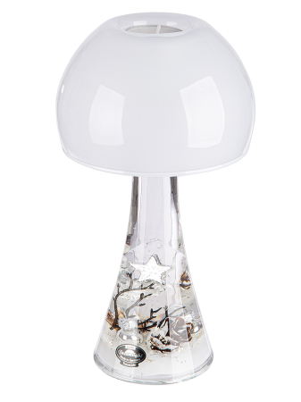 Dreamlight, Suport lumanare tip tealight (LED), Lamp Salon, „Poveste de iarna”, Sticla, alb, PU 2, H 23 cm, A. 12,5 cm [1]
