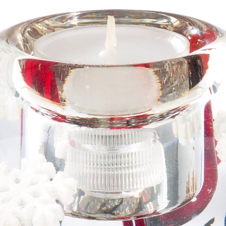DECORATIUNI - Dreamlight, Suport lumanare tip tealight (LED), Mercur Maxi, „Winter Berries”, Sticla, rosu, PU 2, H 10 cm, A. 11 cm