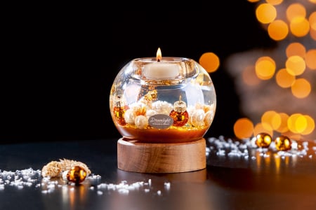 DECORATIUNI - Dreamlight, Suport lumanare tip tealight, Mercur pe baza de lemn, „Cozy Night”, Lemn, maro, PU 4, H 9 cm, A. 9 cm
