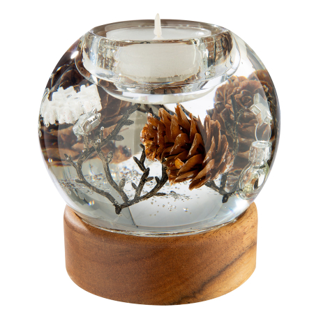 Dreamlight, Suport lumanare tip tealight, Mercur pe baza de lemn, „Poveste de iarna”, Lemn, maro, PU 4, H 9 cm, A. 9 cm [2]
