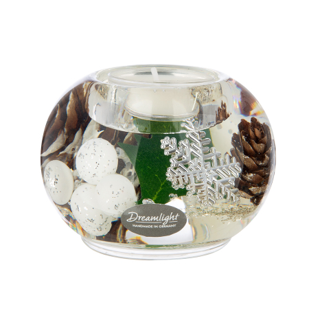 Dreamlight, Suport lumanare tip tealight, Mercur Smart, „Winter Time”, Sticla, verde, alb, PU 6, H 6 cm, A. 8 cm [3]