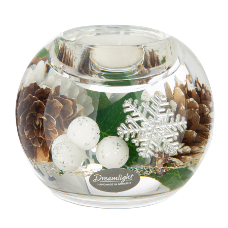 Dreamlight, Suport lumanare tip tealight, Mercury, „Winter Time”, Sticla, verde, alb, PU 6, H 7 cm, A. 9 cm [3]