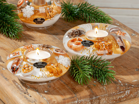 DECORATIUNI - Dreamlight, Suport lumanare tip tealight, Ufo Medium, „Turta dulce”, Sticla, maro, auriu, PU 6, H 5 cm, A. 12 cm