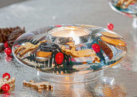 Dreamlight, Suport lumanare, Ufo Classic, Dragoste de casă, motiv Dreamcatcher, Sticlă, maro, PU 4, H. 5 cm, D. 14 cm [3]