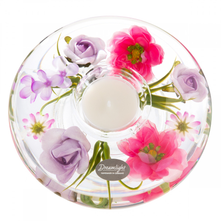 DECORATIUNI - Dreamlight, Suport lumanare, Ufo Classic, Victoria, Sticlă, trandafir, violet, PU 4, H. 5 cm, D. 14 cm