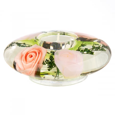 Dreamlight, Suport lumanare, Ufo Medium, Isabella, Sticlă, trandafir, PU 6, H. 5 cm, D. 12 cm [2]