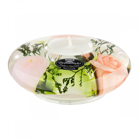 Dreamlight, Suport lumanare, Ufo Mini, Isabella, Sticlă, trandafir, PU 6, H. 4 cm, D. 10,5 cm [1]