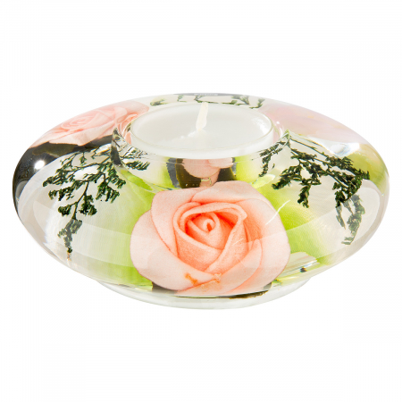 Dreamlight, Suport lumanare, Ufo Mini, Isabella, Sticlă, trandafir, PU 6, H. 4 cm, D. 10,5 cm [2]