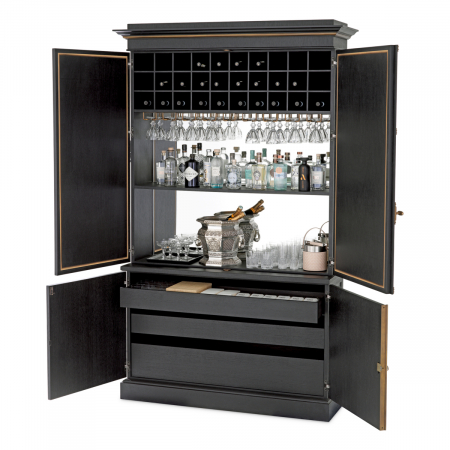 DINING - Dulap bar, Kellam finisaj negru, Dims: W. 153 | D. 46 | H. 250  (CM)
