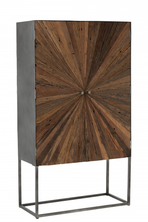 Bufete si dulapuri - Dulap bar Shanil, Lemn/Metal, Maro/Negru, 90x40x160 cm
