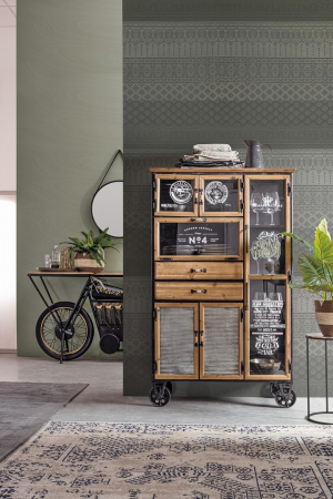 Bufete si dulapuri - Dulap Liverpool, Metal, Negru, 94.5x36x153