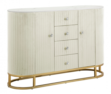 LIVING - Dulap Montpellier, Fier/Lemn/Fibre sintetice, Crem/Auriu/Alb, 85x120x40 cm