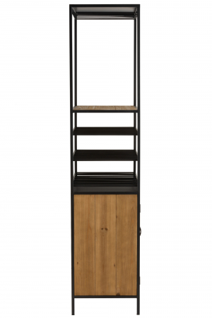 Dulap pentru bar, Lemn/Metal/Fier, Negru/Natural, 60x42.5x180 cm [2]