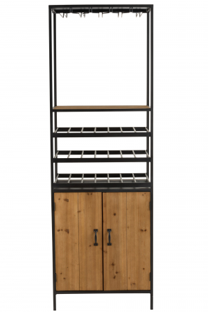 Dulap pentru bar, Lemn/Metal/Fier, Negru/Natural, 60x42.5x180 cm [1]