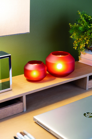 VAZE SI GHIVECE - EILEEN, Vază, Suport tea lights, roșu mat, h.12, d.15 cm