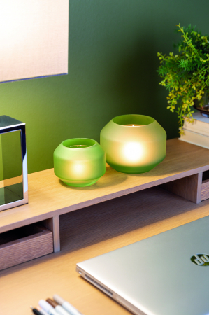 VAZE SI GHIVECE - EILEEN, Vază, Suport tea lights, verde mat, h.9, d.11 cm