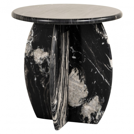 LIVING - Masuta de colt Bancroft Marmura 50Ø (Negru)