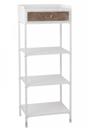 SALE % - Etajera cu 1 sertar Drawer, Metal, Alb, 54x38x140 cm