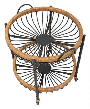 Etajera cu roti Cebu, Fier/Rattan, Multicolor, 62.5x57x55.5 cm [8]