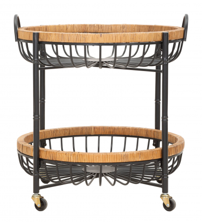 Etajera cu roti Cebu, Fier/Rattan, Multicolor, 62.5x57x55.5 cm [2]