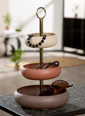 Etajeră, Fier, bej, maro, maro ruginiu, PU 2, H 33 cm, D 18 cm [1]