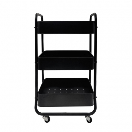 Etajera pe roti CLEVER 2, metal, negru [5]
