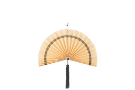 SALE % - Evantai decorativ de perete cu ciucure natur/negru, S