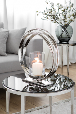 DECORATIUNI - EZ-COLETTE/suport lumanare pe stand, placata cu nichel/L.41, cu9, H.44