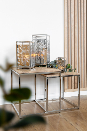 EZ-NICOSA, Suport lumânare, inox, Sticlă, l.19, l.19, h.40 cm [6]