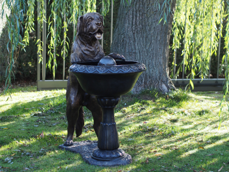 Statuie caine cate sta pe o fantana, Bronz, 115 X 60 X 100 cm [1]