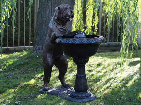 Statuie caine cate sta pe o fantana, Bronz, 115 X 60 X 100 cm [2]