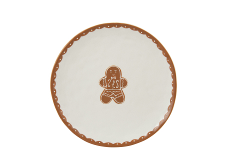 Farfurie rotunda Ginger, dolomit, alb/caramel | L 27X l 27X H 2.5 cm [2]