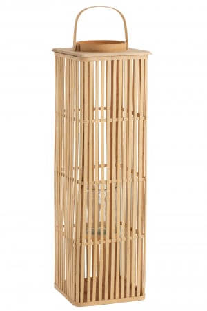 SALE % - Felinar Bamboo, Sticla/Bambus, Natural, 28x28x90 cm