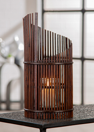 Felinar, cilindric, Bambus, maro, PU 3, H 35 cm, D 17 cm [4]