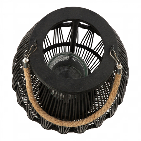Felinar, Con, Bambus, negru, PU 1, H 60 cm, D 32 cm [2]