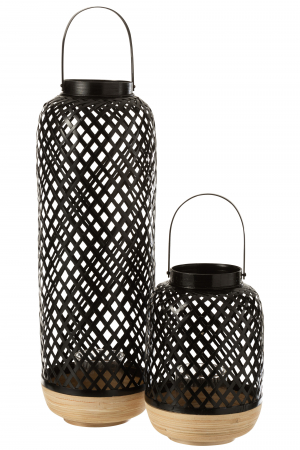 Felinar Evi, Rattan/Bambus, Negru, 20x20x60 cm [3]