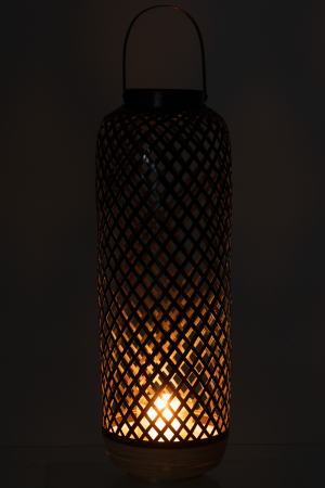 Felinar Evi, Rattan/Bambus, Negru, 20x20x60 cm [2]