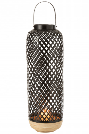 Felinar Evi, Rattan/Bambus, Negru, 20x20x60 cm [1]