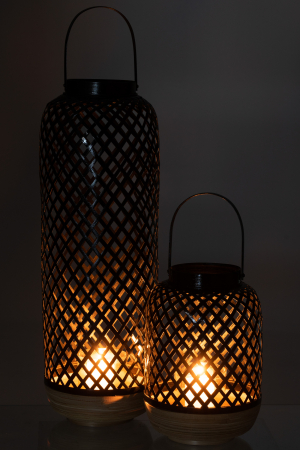 Felinar Evi, Rattan/Bambus, Negru, 20x20x60 cm [5]